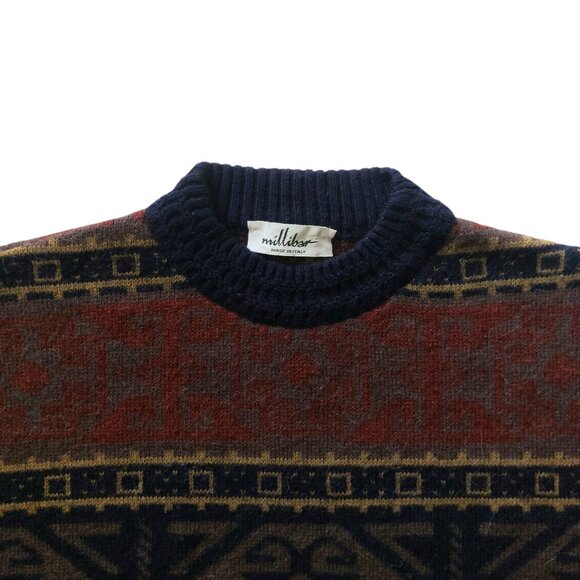(SOLD) Vintage Millibar Italian Wool Alpaca Patterned Grandpa Sweater Size L - Picture 5 of 6